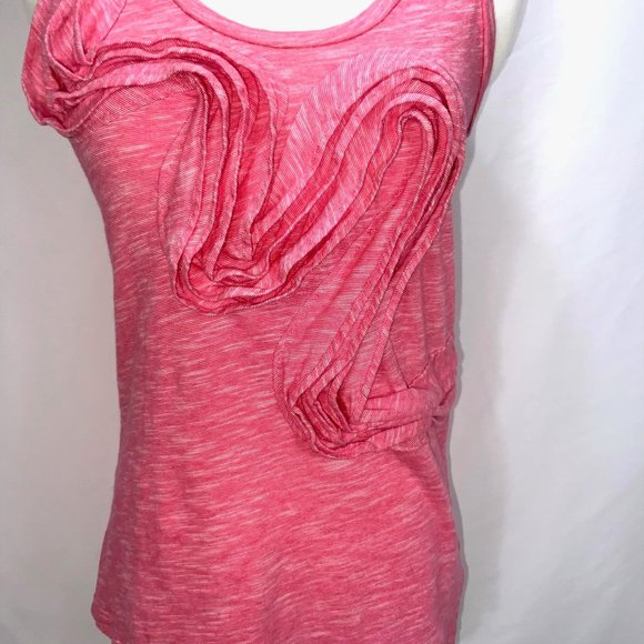 Anthropologie Little Yellow Button Swirl Sleeveless Knit Top Tank T-Shirt - Picture 4 of 10